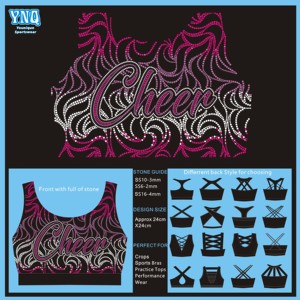 Diseños de transferencia de diamantes de imitación para animadoras, personalizados, termoadhesivos, para sujetadores deportivos, precio de fábrica - Product Image 2
