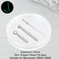 Aiguilles de montre modifiées 9,5x14x14,5 mm, 3 aiguilles, luminescence verte, pour mouvements Seiko NH35/NH36/NH38/NH70/4R/7S