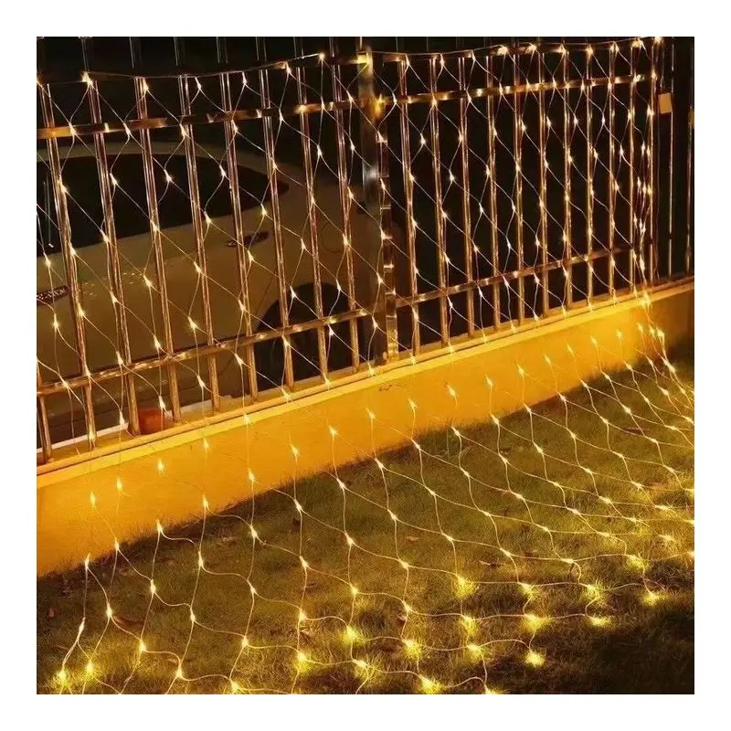 Rede de pesca LED à prova d'água para festival de luz, corda com vista para a rua e pátio, grama para casamento ao ar livre