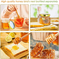 50 Paket Stoples Madu Mini dengan Sendok Kayu 1.5oz 45ml Set Stoples Madu untuk Souvenir Pesta Pernikahan