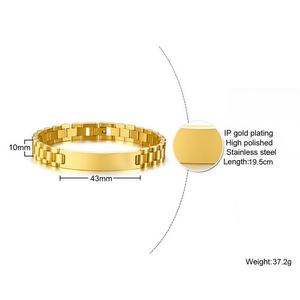 Pulsera para hombre, chapada en metal, pulsera grande grabada personalizada, 8.27-8.66 pulgadas <span class=keywords><strong>de</strong></span> largo - Product Image 3