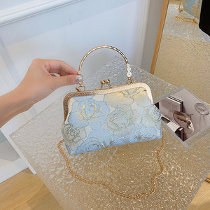 Factory Wholesale Women's Classic Evening Bags Popular Design <b>Purses</b> Chain <b>Small</b> Simple Cheongsam Three-Purpose Polyester - Product Image 2