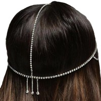 Chaîne de cheveux élégante en strass, vente chaude transfrontalière, style vintage, goutte d'eau, dentelle frontale, accessoires européens et américains