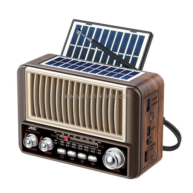 Retro Portable BT Speaker AM/FM Radio Solar Battery Powered Full Band Card Slot for Senior Elderly