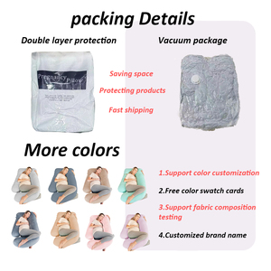 Coussin de <span class=keywords><strong>grossesse</strong></span> en velours gris en forme de U, coussin de maternité pour le soutien du dos pendant le sommeil - Product Image 2