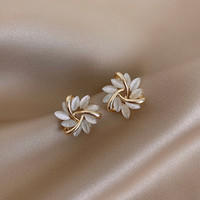Magnifiques boucles d'oreilles clous en opale couleur or pour femmes, avec zircon, style coréen, bijoux de fête, vente en gros