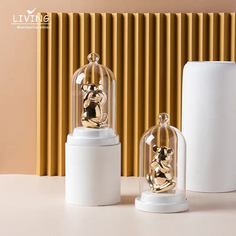 INS-adornos creativos de escritorio de lujo nórdico moderno, adornos de cerámica minimalistas para el hogar, adornos de animales dorados para regalos