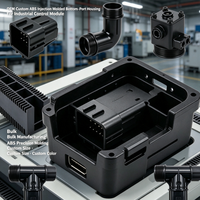 Boîtier moulé par injection en ABS noir personnalisé avec port inférieur et languettes de fixation pour module de contrôle industriel