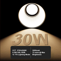 Lumière de photographie 30W pour prise de vue, 2700-6500K, couleur RVB, lumière vidéo LED intégrée 5000 mAh pour diffusion en direct