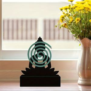 เตาเผาธูปพระพุทธรูปโลหะพับได้พร้อมที่ไล่ยุง - งานศิลปะตกแต่งแบบอาร์ตเดโค ทนทาน เหมาะสำหรับการทำสมาธิ ใช้ในบ้าน โยคะ สปา รอมฎอน - Product Image 3