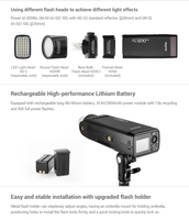 Éclairage photographique Godox AD200 Pro Flash de poche TTL HSS 2.4G Système X sans fil Flash extérieur Speedlight