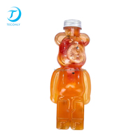 Bouteille d'eau en plastique potable ours jetable bouteille vide en PET bouchon à bande transparent bouteille en PET