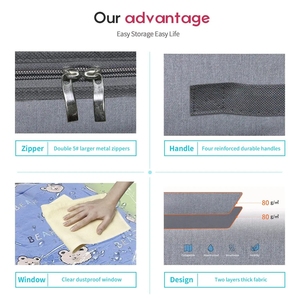 Foldable Storage Box with Large Window Sturdy Handles Organizer <b>Bag</b> for Closet Blankets Quilt Under <b>Bed</b> Storage - Product Image 3