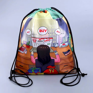 Mochila con cordón de poliéster con estampado de dibujos animados amarillos, bolsa escolar portátil unisex para el gimnasio y el día a día - Product Image 2