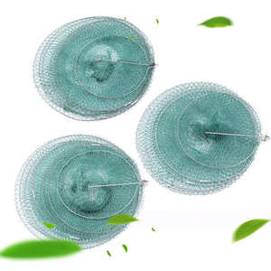 Cesta de pesca de acero inoxidable con anillos múltiples, plegable, con hilo de goma verde, red de pesca de agua dulce, equipo de pesca de fondo - Product Image 3