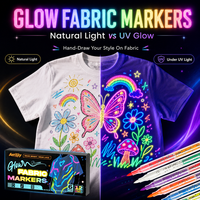 Stylos marqueurs fluorescents UV pour tissu, 12 couleurs, double pointe oblique, pour vêtements de fête, graffiti et art