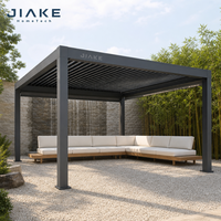 Pergola Jiake 6063-T5 avec toit à lames motorisé et étanche pour aménagement paysager de cour, jardin, patio, pavillon, projet extérieur