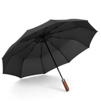 Parapluie d'affaires pour hommes, vente en gros d'usine, nouveau modèle pliable avec poignée en bois massif, coupe-vent, imperméable, avec logo publicitaire personnalisé