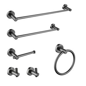 Juego de accesorios de baño DB Modern de 6 piezas, toallero doble montado en la pared, calentador plegable ajustable de acero y Zinc para el hogar y el Hotel - Product Image 1