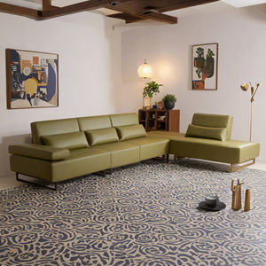 एर्गोनॉमिक्स लकड़ी समायोज्य चेस्टरफील्ड चमड़े के सोफे बिस्तर आरामदायक और होटल के लिए बैकरेस्ट के साथ तीन-सीटर - Product Image 2