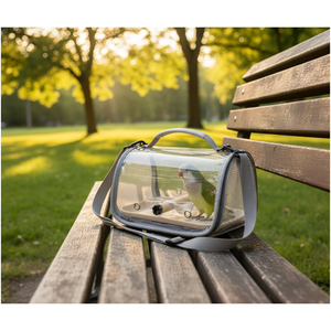Cage <span class=keywords><strong>à</strong></span> oiseaux légère et portable, grande cage respirante pour oiseaux avec bandoulière pour les voyages en extérieur, sac de transport pour oiseaux - Product Image 1