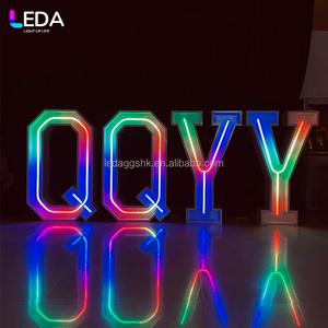 LEDA Nuevo Producto Decoración para Fiestas y Eventos Letras Metálicas Resistentes Luces de Neón Blancas RGB Letras de Hierro Q Y Luces para Bodas - Product Image 4