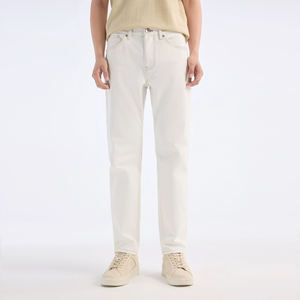 جينز رجالي مخصص للارتداء اليومي بخصر متوسط وتصميم مستقيم كلاسيكي مريح مع سحاب وأزرار - Product Image 3