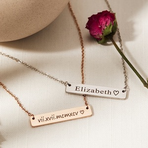 <span class=keywords><strong>Collana</strong></span> <span class=keywords><strong>con</strong></span> Barra Incisa Personalizzata, Ciondolo in Acciaio Inossidabile <span class=keywords><strong>con</strong></span> Nome e Testo, Gioiello Fai-<span class=keywords><strong>da</strong></span>-Te, Regalo - Product Image 4