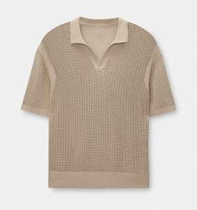 Camiseta de punto con cuello en V informal de moda personalizada, Polo de manga corta de punto abierto, camisetas de punto para hombre - Product Image 4