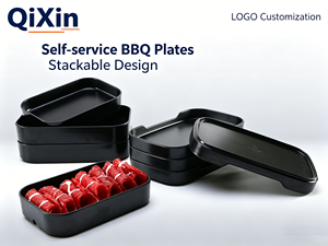 Plat à poisson en mélamine écologique, rectangulaire, empilable, passe au lave-vaisselle, <span class=keywords><strong>plateau</strong></span> de service pour barbecue pour restaurant, fabrication OEM directe d'usine en Chine - Product Image 2