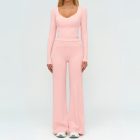 Ensemble de yoga sans coutures pour femmes, pantalon large, tenue de yoga pour femme, vêtements de sport respirants