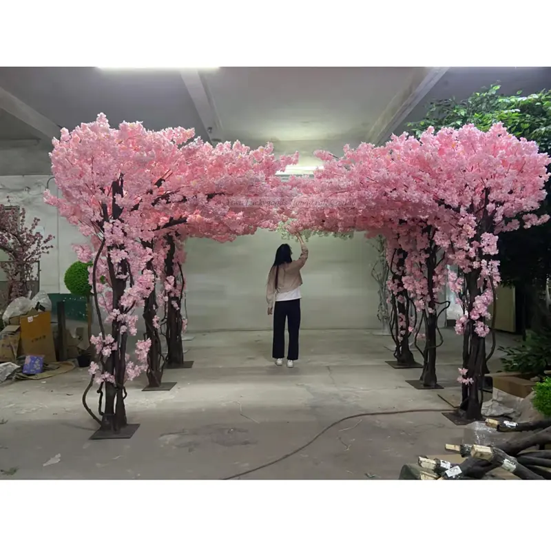 FZS220421-3 high quality pink artificial tree wedding decoration road lead artificial cherry blossom tree