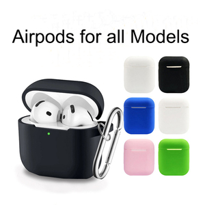 Étui pour écouteurs en silicone souple avec logo personnalisé, étanche, pour Airpods 1/2 et <span class=keywords><strong>3</strong></span> et 4 et <span class=keywords><strong>Pro</strong></span> 2, avec porte-clés - Product Image 1