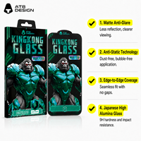 Protection d'écran en verre trempé mat anti-traces de doigts ATB Custom Brand pour iPhone 18 17 16 15 14, couverture intégrale