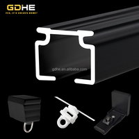 Rail de rideau en aluminium en forme de S, fixation murale, noir, pour rideaux à plis ondulés, avec bande de rideau transparente – Vente en gros usine