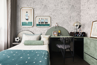 Mural Seni Garis Hewan Safari Kamar Anak Kustom Dekorasi Dinding Satwa Liar Monokrom Kertas Dekorasi Kamar Tidur Anak Rendering Warna Tinggi