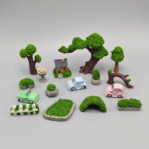 Adornos de jardín en miniatura, árboles de resina, casas, coches, decoraciones DIY, accesorios de micropaisaje para decoración de jardín - Product Image 1