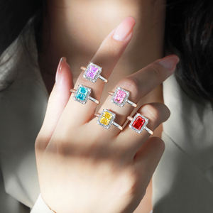 Bague fine étoile du soleil Bagues en argent sterling 925 plaqué rhodium Série <span class=keywords><strong>flamme</strong></span> Bagues de mariage carrées en pierre de zircon - Product Image 1