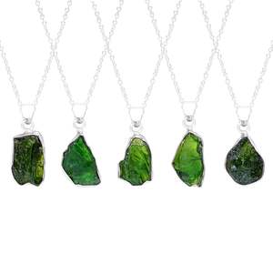 GEMKORA Natural Raw Chrome Diopside Bezel Pendant <b>Necklace</b> 925 Sterling Silver Healing Crystal Jewelry Everyday Wear - Product Image 5