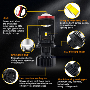 Ampoule de phare LED Y7 60W super lumineuse, lentille de projecteur H4, phare étanche IP68, 8000 lumens, 6000K-6500K, éclairage de conduite pour voitures - Product Image 5