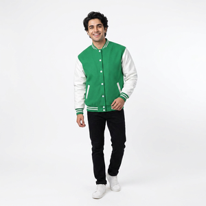 Veste bomber en toile unisexe, coupe varsity, décontractée, style urbain, coupe-vent, véritable, pour l'hiver, noir et marron, prix usine de gros - Product Image 1