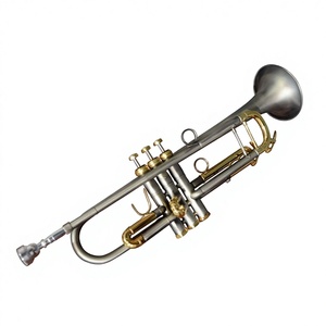 Trompeta Bb Profesional Ehrman con Cuerpo <span class=keywords><strong>de</strong></span> Plata Antigua y Pistones Dorados en Si Bemol, Importada, <span class=keywords><strong>de</strong></span> Fábrica Pequeña - Product Image 1