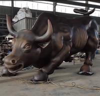 Estatua Gigante de Toro de Wall Street en Latón, Escultura Moderna de Toro de Tamaño Real en Bronce