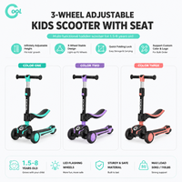 Trottinette pliable pour enfants à 3 roues, siège réglable en hauteur, cadre en aluminium, roues de 120 mm, couleur crème, pour l'extérieur