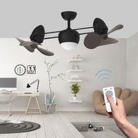 Ventilateur de plafond noir à double tête de 40 pouces avec lumière, télécommande, moteur réversible, ventilateur de plafond silencieux avec lampe pour salon et chambre à coucher
