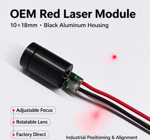 Module de diode laser à points elliptiques rouges <100mW, haute puissance, mise au point réglable avec niveau laser de positionnement industriel rotatif - Product Image 2