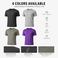 T-shirts de sport pour hommes à séchage rapide, respirants, légers, imprimés réfléchissants, manches courtes, vente en gros