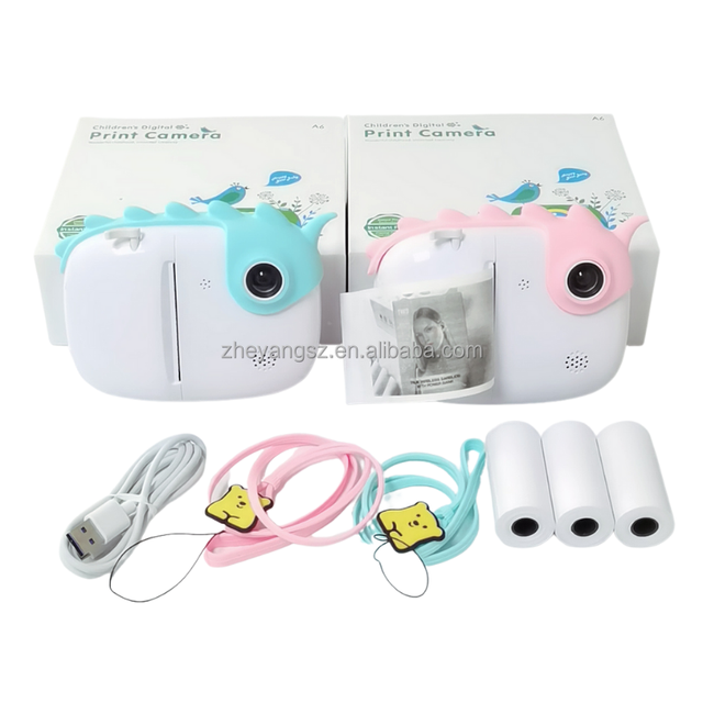 Funny Photo Stickers Face Priority 1080P Instant Printer unicorn Dinosaur Kids Camera Instant Print Digital Camera for Children