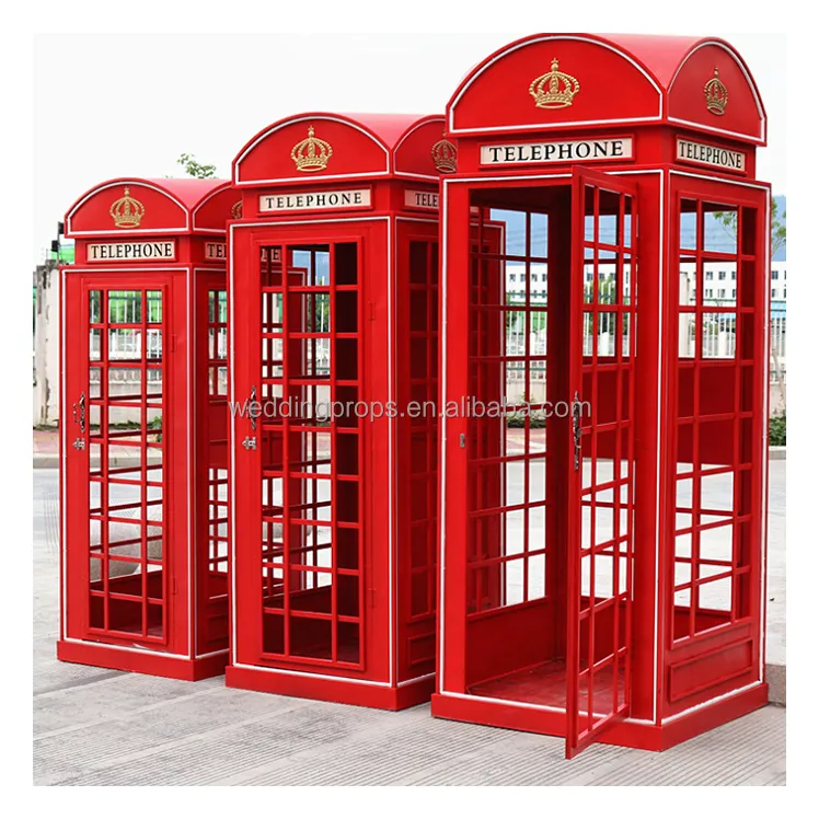 Fondo de calle y fotografía, telón de fondo rojo de Londres, cabina de teléfono a la venta, precio de fábrica