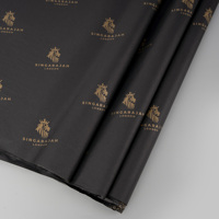 Papier de Soie Personnalisé de Luxe Noir et Or Imprimé, Biodégradable, pour Emballage Cadeau avec Logo Personnalisé pour Vêtements